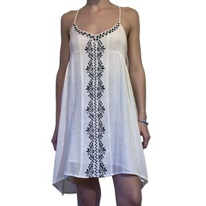 Volcom White and Black Embroidered Dress